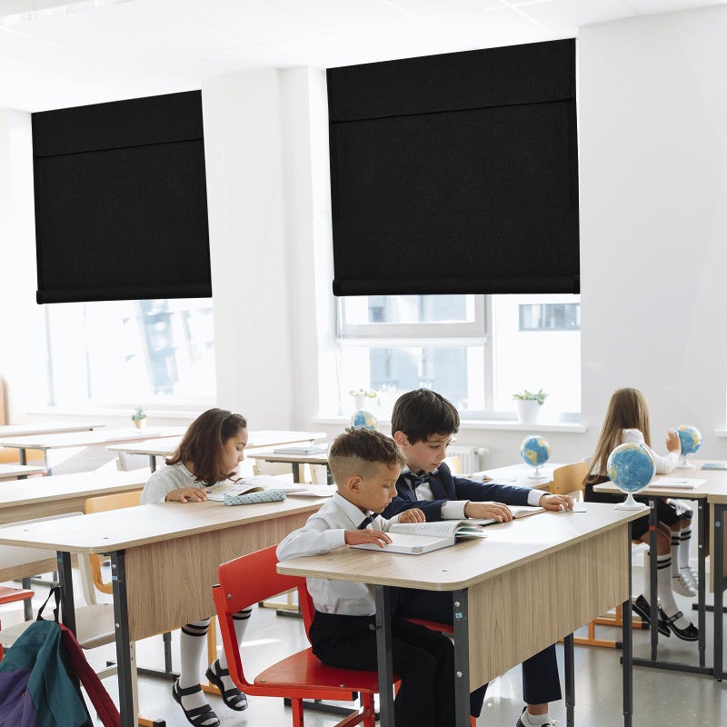 WdFour Triple Layers UV Protect  100% Light Block  Multi-use  no Noise  Easy Installed Door Curtains  Adjustable Roller Shade  Window Blind  for Office  Wards and Home(42Wx70L Black 1 Piece) - Image 5