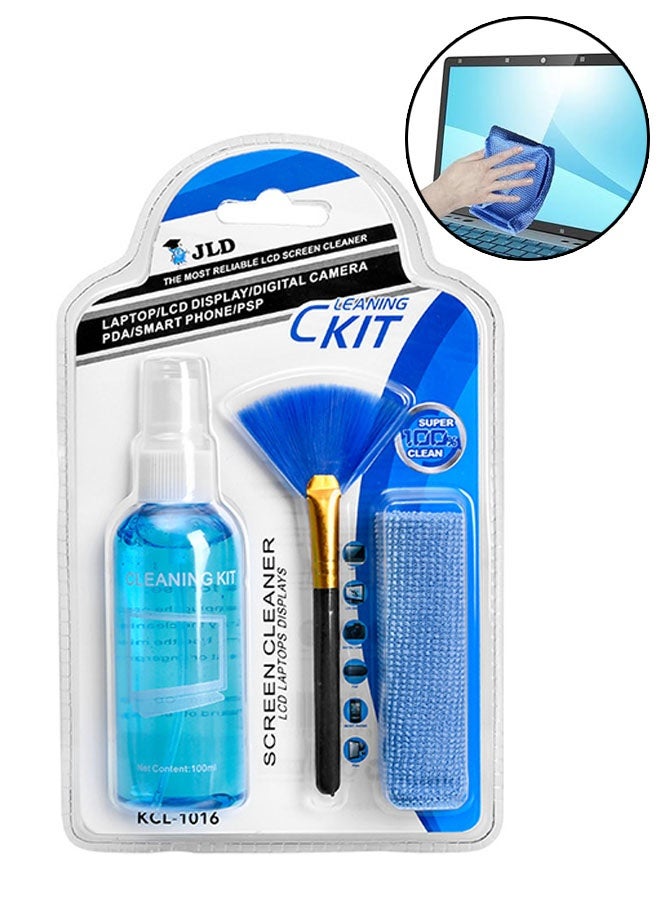 JLD 3 in 1 Screen Cleaning Kit for LCD/TFT/LED/Plasma/OLED Televisions and Computer Monitors, Ideal for Laptops Displays, Smartphones, Tablets with Brush, Cloth, Electronic Device Screen Cleaner - Image 1