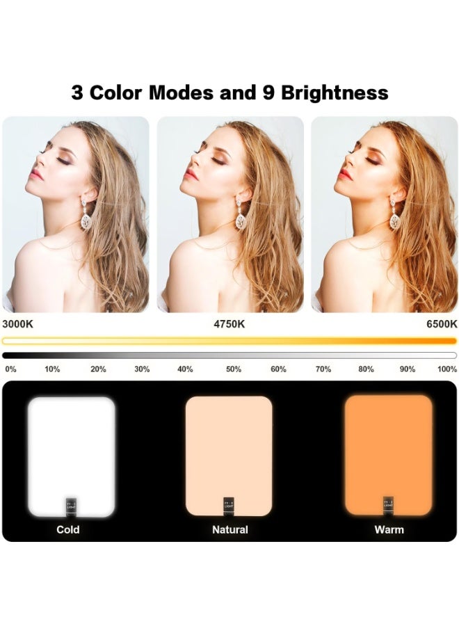 شو وو مجموعة إضاءة تصوير فيديو LED قابلة للطي، مع حامل للهاتف المحمول لأجهزة iPhone/Android، يمكن استخدامها لتسجيل الفيديو/البث المباشر في الهواء الطلق/حامل إضاءة للطهي/مكياج/إضاءة للتخييم، سهلة الحمل - Image 4