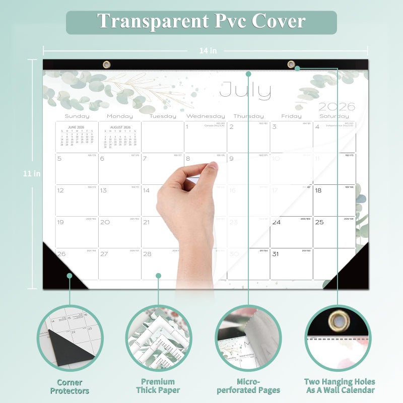 Ymumuda Desk Calendar 2026-2027 Wall Calendar 2 in 1, Monthly Desk Calendar 2026 from JAN.2026 to JUN.2027, 18-Month, Large 12"Ã—17", Waterproof Cover, Hanging Rope, Home/office/School Planners - Image 4