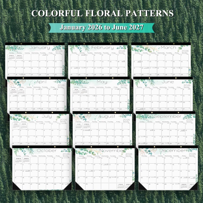 Ymumuda Desk Calendar 2026-2027 Wall Calendar 2 in 1, Monthly Desk Calendar 2026 from JAN.2026 to JUN.2027, 18-Month, Large 12"Ã—17", Waterproof Cover, Hanging Rope, Home/office/School Planners - Image 2