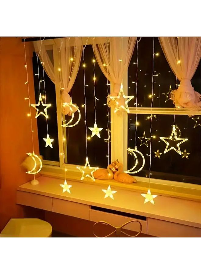 3.5M 11.48FT Christmas Curtain Lights Warm White LED USB Holiday Window Decor - Image 1