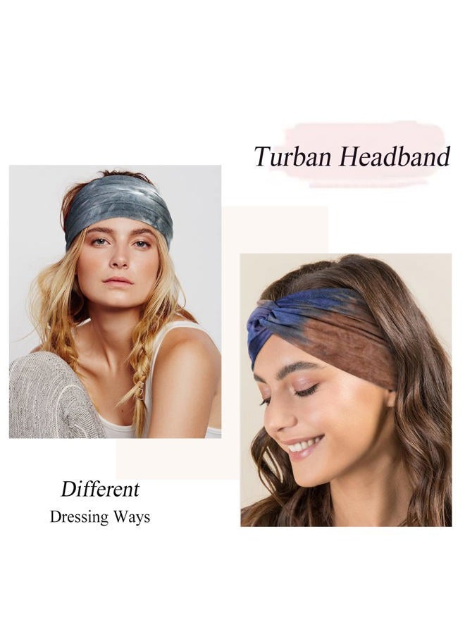 Tobeffect Wide Headbands for Women, Tie Dye Extra Large Turban Headband Boho Hairband Hair Twisted Knot Accessories, 6 Pack - Image 4