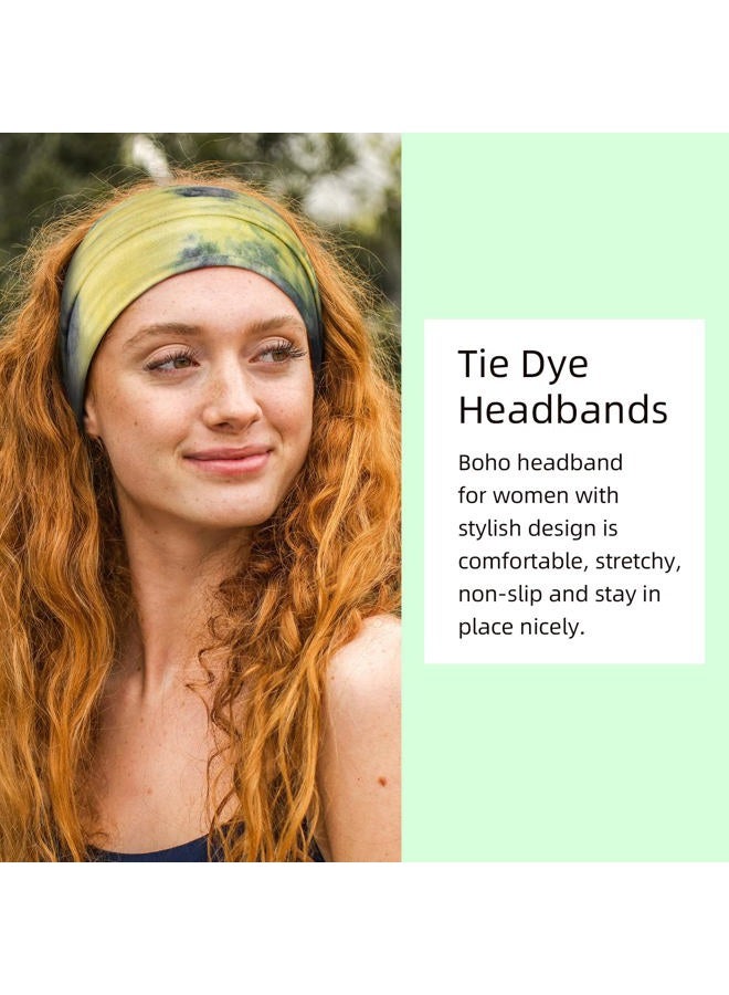 Tobeffect Wide Headbands for Women, Tie Dye Extra Large Turban Headband Boho Hairband Hair Twisted Knot Accessories, 6 Pack - Image 3
