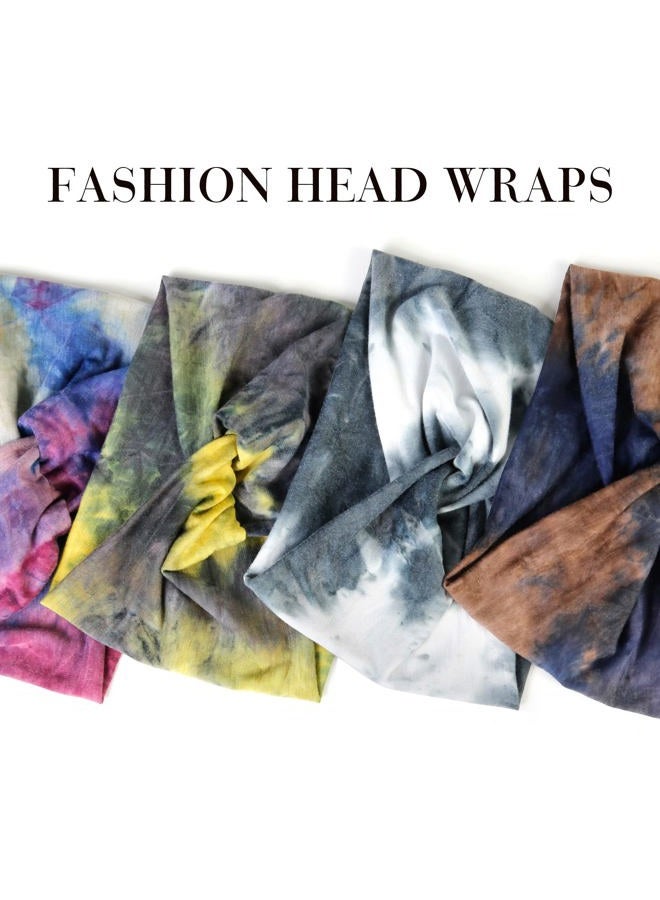 Tobeffect Wide Headbands for Women, Tie Dye Extra Large Turban Headband Boho Hairband Hair Twisted Knot Accessories, 6 Pack - Image 5