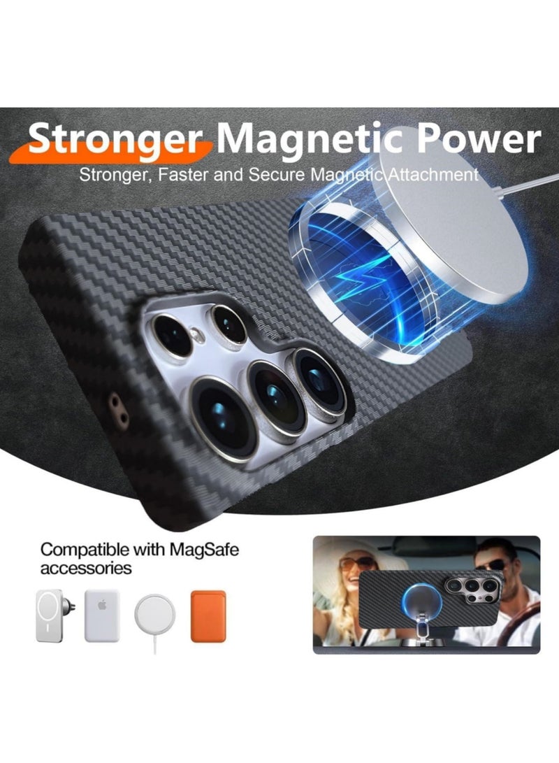 Adando Designed for Samsung Galaxy S26 Ultra Case, Compatible with Mag-Safe, S26 Ultra Phone Case Slim Carbon Fiber, Case for Samsung S26 Ultra Shockproof Strong Magnetic Cover, Wireless Charging (Black) - Image 3