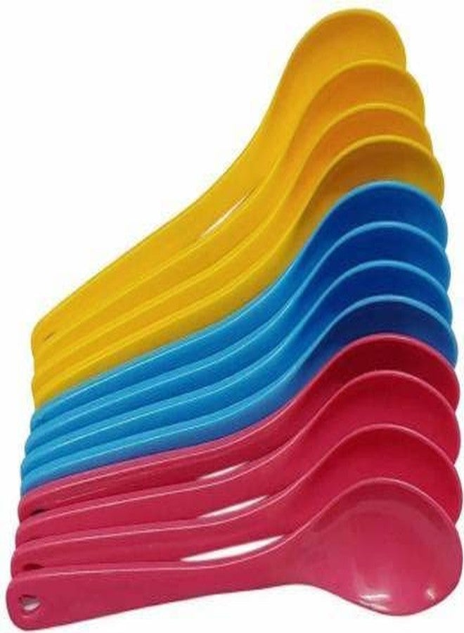 Bekner 12Pcs Set Baby Toddler Feeding Spoon Safe Plastic Baby Training Eating Spoon Set - Plastic (Multicolor) - Image 1