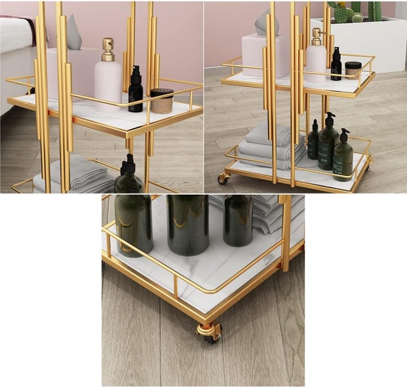 3 Tier Metal Rolling Salon Storage Cart with Lockable Wheels Utility Storage Shelves Bathroom Trolley Organizer for Beauty Spa Cosmetology Tattoo Manicure Facial Tool Station - Image 5