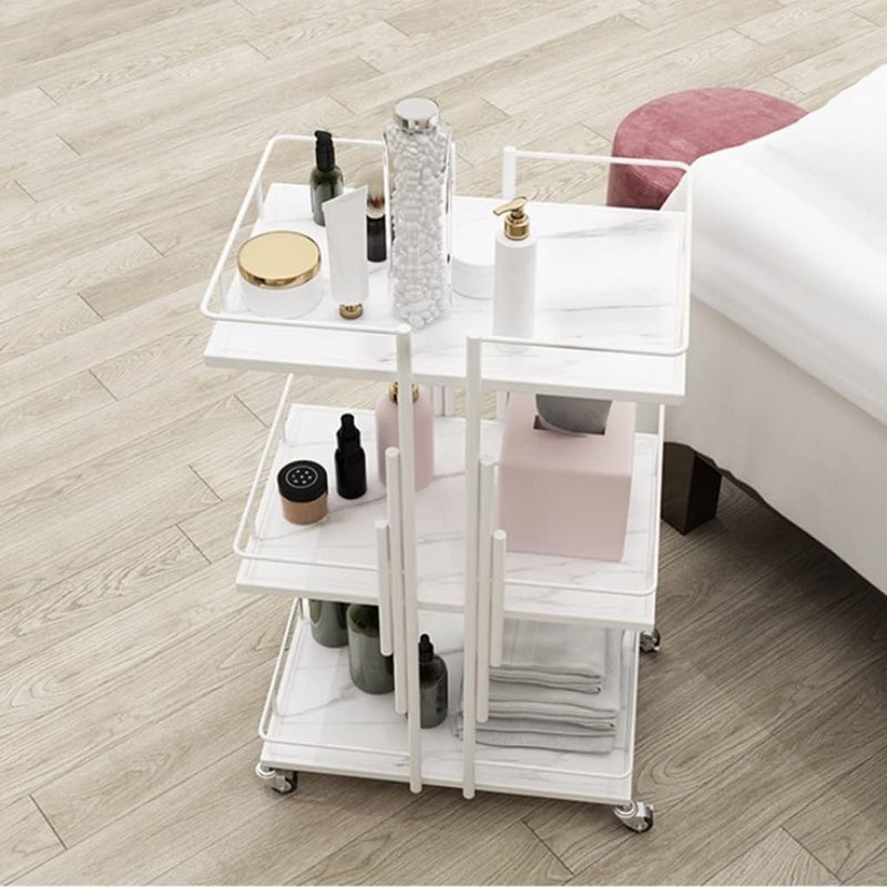 3 Tier Metal Rolling Salon Storage Cart with Lockable Wheels Utility Storage Shelves Bathroom Trolley Organizer for Beauty Spa Cosmetology Tattoo Manicure Facial Tool Station - Image 4