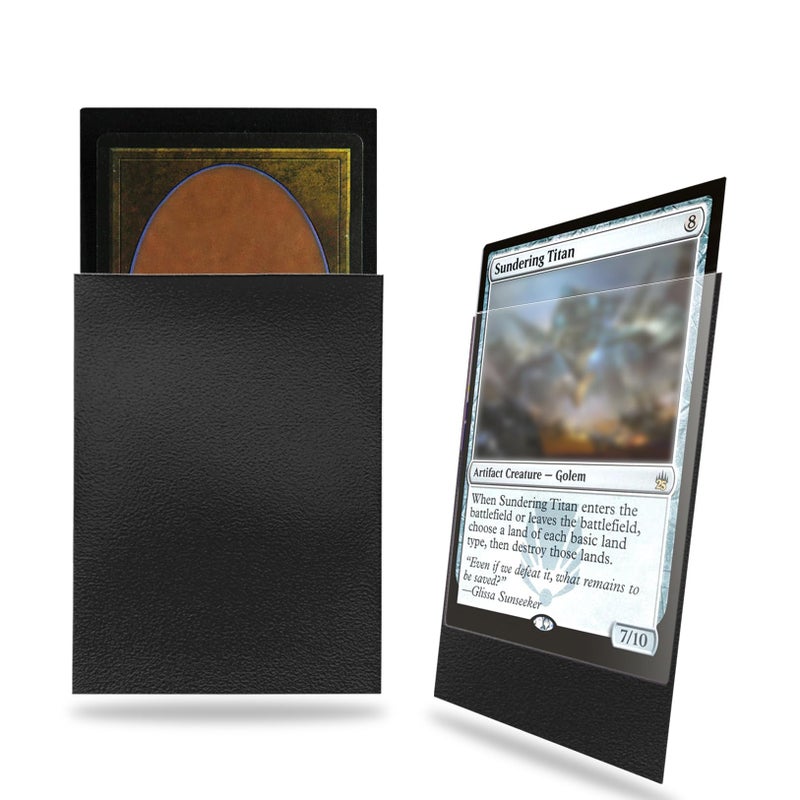 Fabmaker Black Card Sleeves 200 Pack Compatible with MTG Card Sleeves Sturdy Matte Back Finish, Perfect Shuffling - Protect All Your Trading Collectible Cards, Never Tear 66x91mm - Image 1