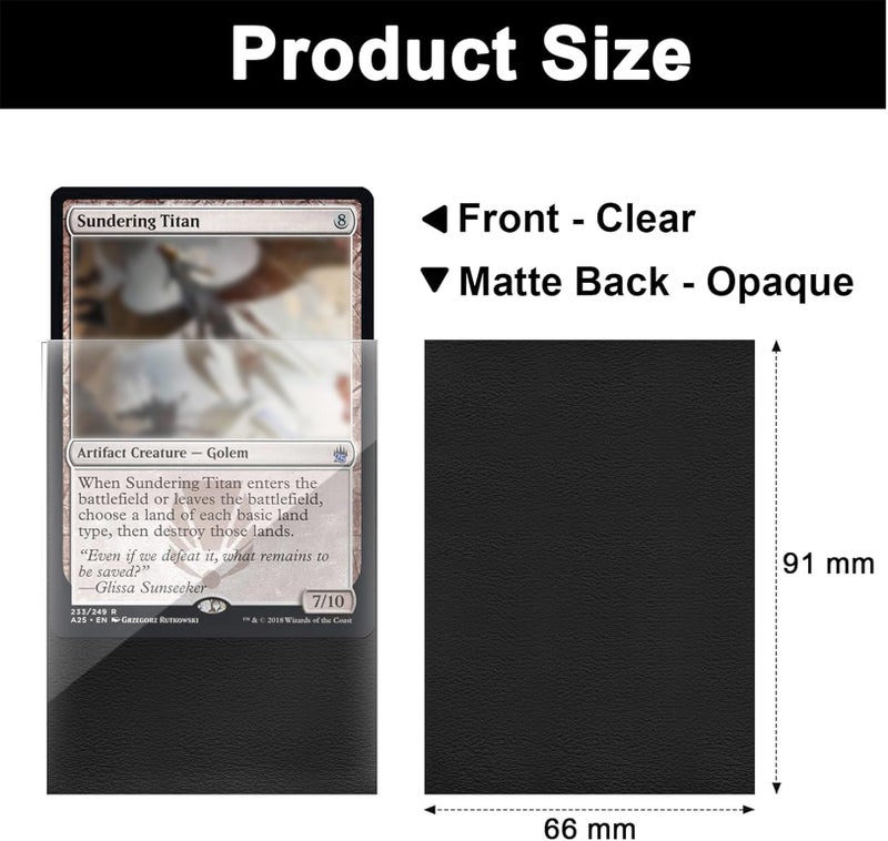 Fabmaker Black Card Sleeves 200 Pack Compatible with MTG Card Sleeves Sturdy Matte Back Finish, Perfect Shuffling - Protect All Your Trading Collectible Cards, Never Tear 66x91mm - Image 2