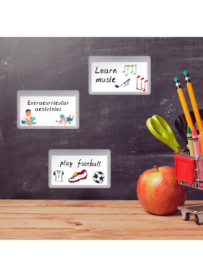 جيي مجموعة من 100 جيب لبطاقات العمل ذاتية اللصق مع جيوب شفافة مفتوحة من الأعلى وبطاقات فهرس فارغة لتنظيم الصور (أبيض) - Image 3