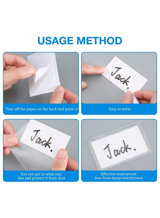 جيي مجموعة من 100 جيب لبطاقات العمل ذاتية اللصق مع جيوب شفافة مفتوحة من الأعلى وبطاقات فهرس فارغة لتنظيم الصور (أبيض) - Image 5