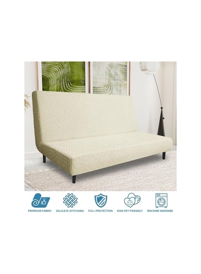 The Bros غطاء أريكة 2024 الأحدث قابل للتمدد بدون ذراعين غطاء سرير أريكة واقي للأثاث مضاد للانزلاق بدون مساند ذراعين غطاء بقاعدة مرنة - Image 2