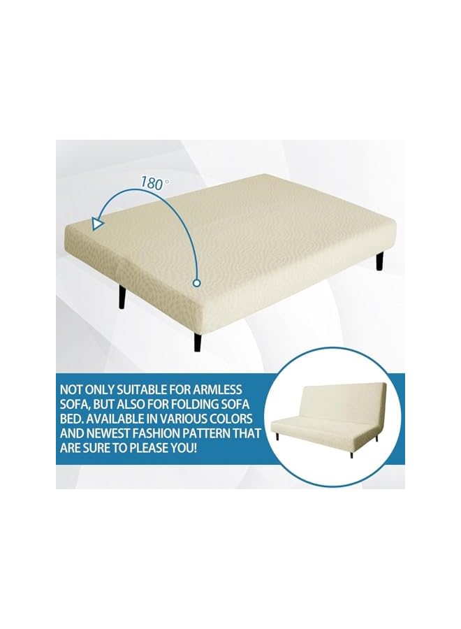 The Bros غطاء أريكة 2024 الأحدث قابل للتمدد بدون ذراعين غطاء سرير أريكة واقي للأثاث مضاد للانزلاق بدون مساند ذراعين غطاء بقاعدة مرنة - Image 5