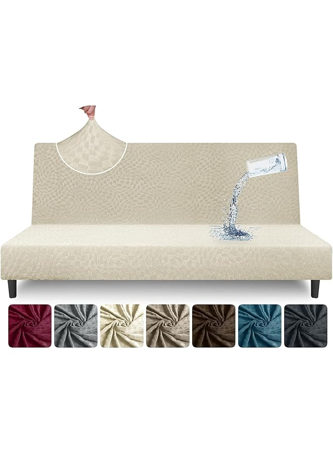 The Bros غطاء أريكة 2024 الأحدث قابل للتمدد بدون ذراعين غطاء سرير أريكة واقي للأثاث مضاد للانزلاق بدون مساند ذراعين غطاء بقاعدة مرنة - Image 1