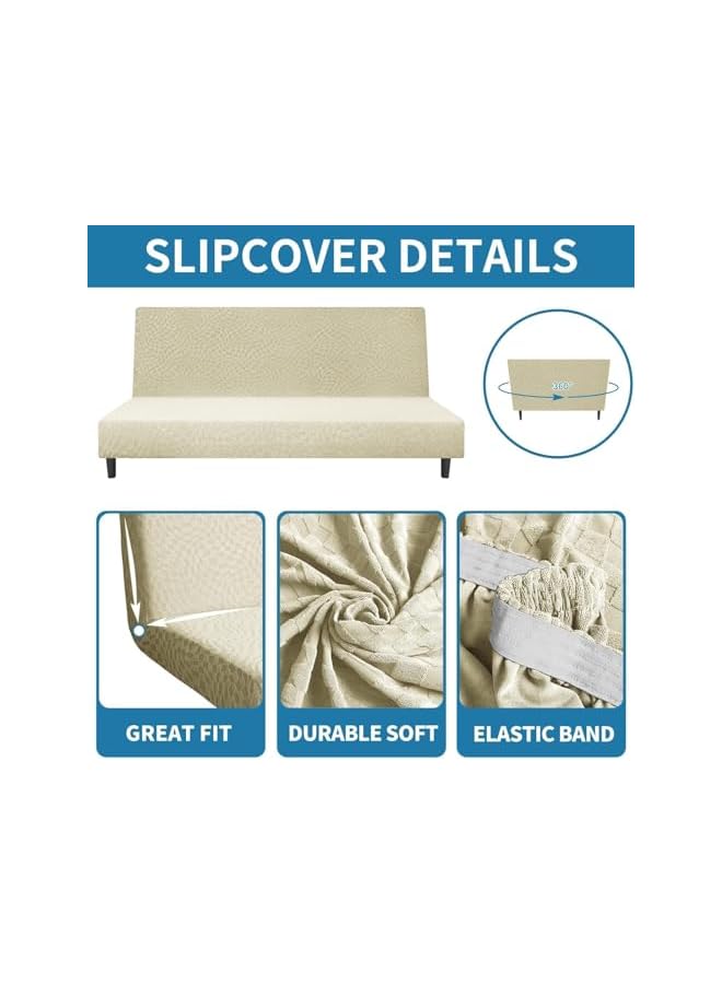 The Bros غطاء أريكة 2024 الأحدث قابل للتمدد بدون ذراعين غطاء سرير أريكة واقي للأثاث مضاد للانزلاق بدون مساند ذراعين غطاء بقاعدة مرنة - Image 3