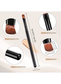 Patelai 12 Pieces Small Concealer Brush Bulk Flat Lip Concealer Brush Under Eye Synthetic Fiber Makeup Eyebrow Foundation Brush For Concealing Blending Setting Buffing Makeup (Black)  - Image 5