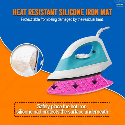 FreshDcart Silicone Iron Rest Pad Hot Mat Cover with Double Sided Heat Protection Ironing Mat Helpers and Ironing Rubber Insulation Boards for Iron Clothing (Color May Vary) - Image 5