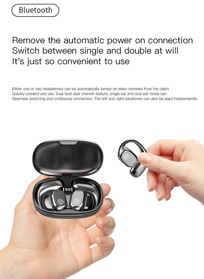 DUNISO Wireless Headphones Bluetooth 5.3 Open Ear Headphones with Multi-function Button Charging Case Touch Control and Digital Display,  Earphones Built-in Mic Noise-cancelling Headphones for Sport Workout - Image 4