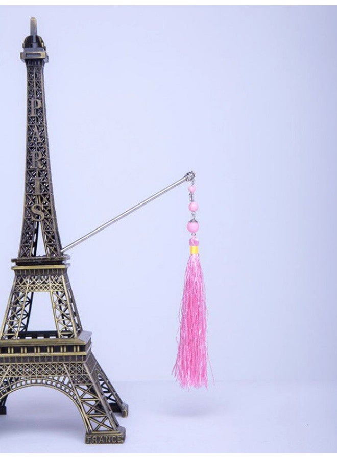 مجموعة فستان هانفو الوردي التقليدي مع مشجعة زهرة الكرز وشريحة الزينة، وملحقات الزي الثقافي - Image 3