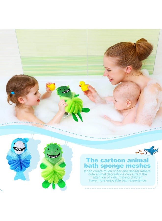 2 Pcs Bath Loofahs Kids Toddler Cute Cartoon Bath Sponges Loofah Pouf Body Scrubber Mesh Sponges for Children Shower Washing Exfoliating - Image 5