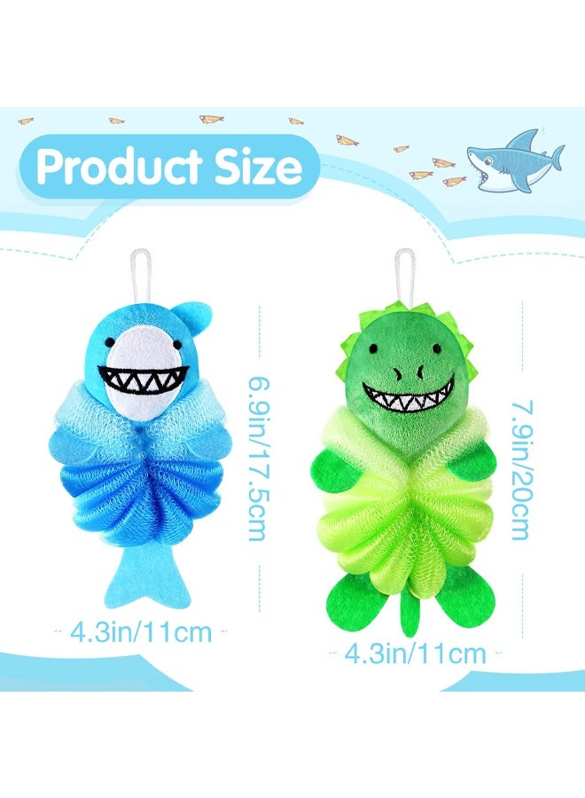 2 Pcs Bath Loofahs Kids Toddler Cute Cartoon Bath Sponges Loofah Pouf Body Scrubber Mesh Sponges for Children Shower Washing Exfoliating - Image 2