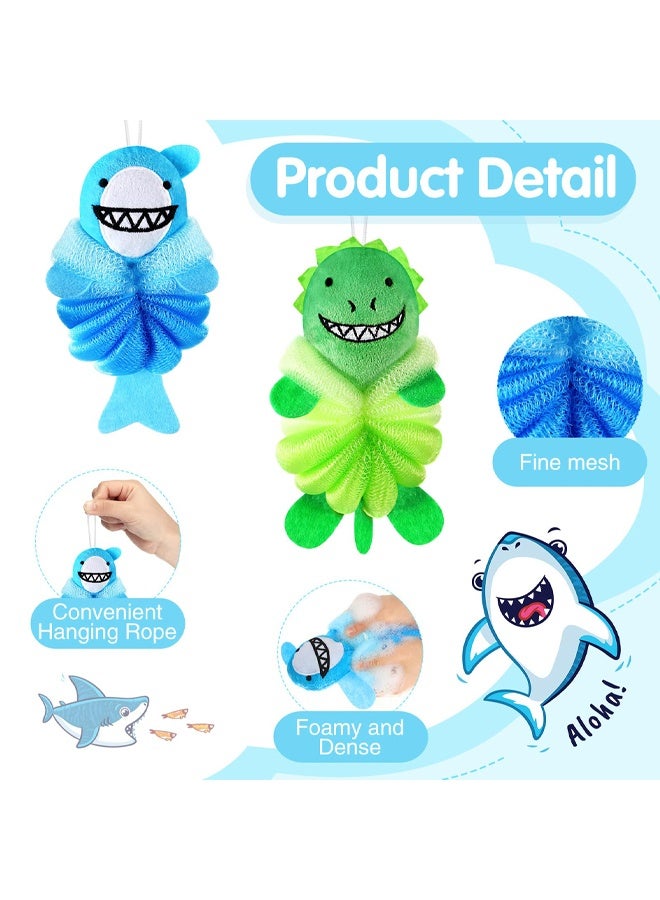 2 Pcs Bath Loofahs Kids Toddler Cute Cartoon Bath Sponges Loofah Pouf Body Scrubber Mesh Sponges for Children Shower Washing Exfoliating - Image 3