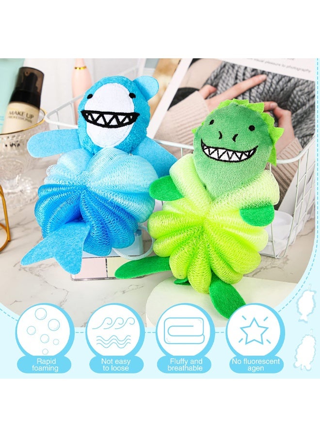 2 Pcs Bath Loofahs Kids Toddler Cute Cartoon Bath Sponges Loofah Pouf Body Scrubber Mesh Sponges for Children Shower Washing Exfoliating - Image 4