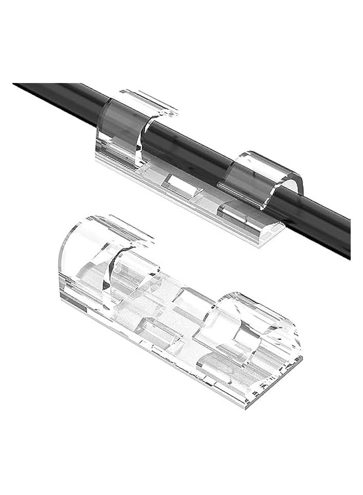 erorex 50 Pcs Self Adhesive Cable Management Clips, Upgraded Wire Holders Cord Clips for Wall, Strong Cord Organizer Cable Management Under Desk, Car, TV PC Home Office - Image 1