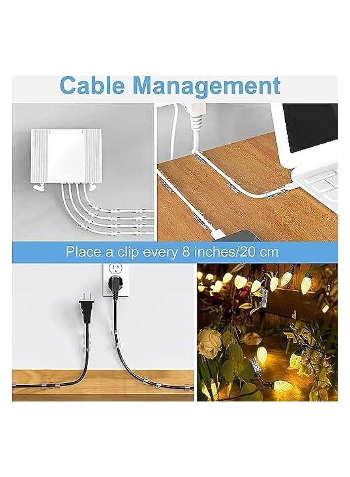 erorex 50 Pcs Self Adhesive Cable Management Clips, Upgraded Wire Holders Cord Clips for Wall, Strong Cord Organizer Cable Management Under Desk, Car, TV PC Home Office - Image 3