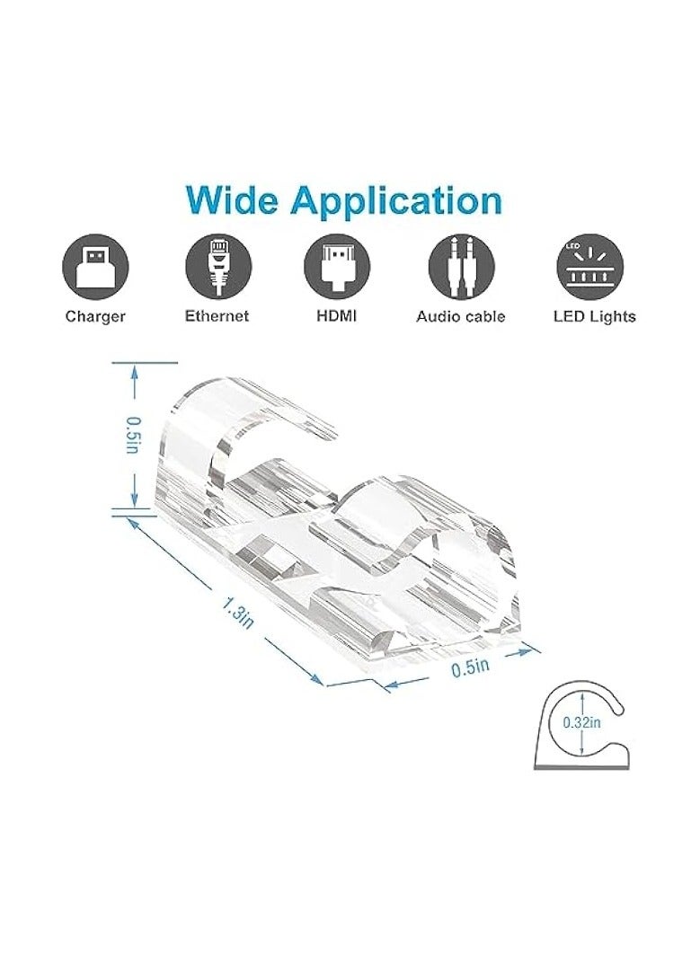 erorex 50 Pcs Self Adhesive Cable Management Clips, Upgraded Wire Holders Cord Clips for Wall, Strong Cord Organizer Cable Management Under Desk, Car, TV PC Home Office - Image 2