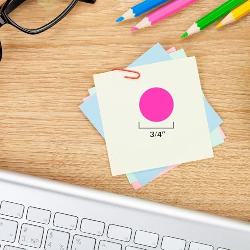 ChromaLabel 0.75 Inch Round Label Permanent Color Code Dot Stickers, 1000 Labels per Dispenser Box, Fluorescent Pink - Image 3