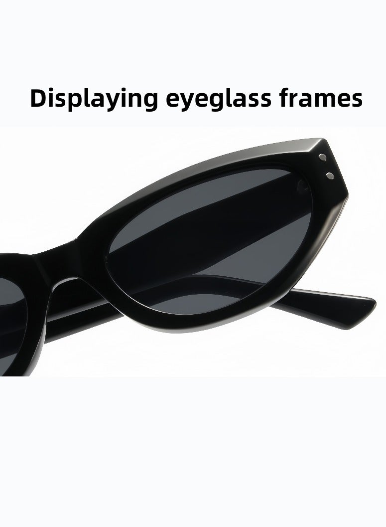 Retro Cat-Eye Sunglasses | Matte Black Frame w/ Silver Rivets - Image 3