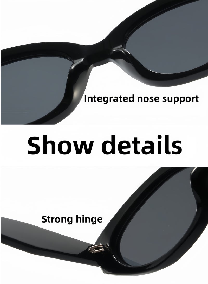 Retro Cat-Eye Sunglasses | Matte Black Frame w/ Silver Rivets - Image 2