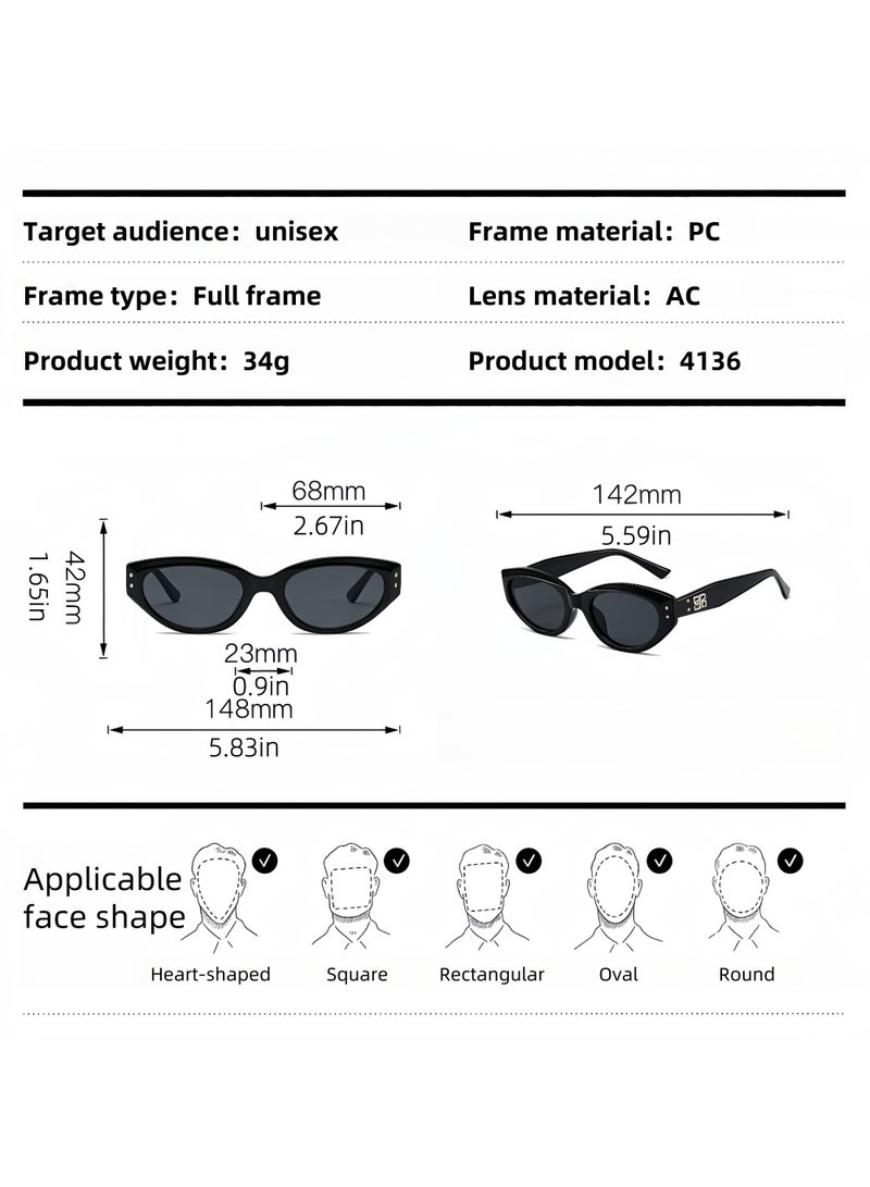 Retro Cat-Eye Sunglasses | Matte Black Frame w/ Silver Rivets - Image 4