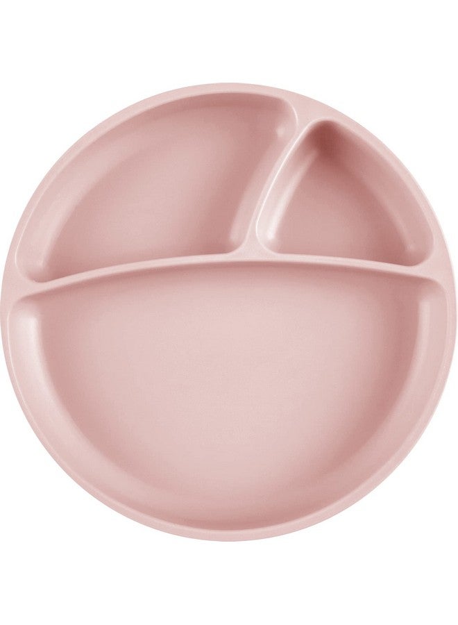 MinikOiOi Portions 100% Silicone Toddler Plate, 3 Divided Section Feeding, Non-Slip Suction Base Plate, 6 Months +, Supports Baby Led Weaning, BPA-Free (Pinky Pink)