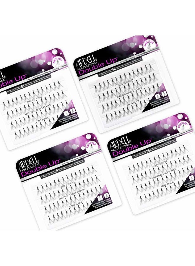 ARDELL Double Up Individual Lashes, Knotted - Long, Black, DIY Lash Clusters, Reusable Eyelash Extensions, 4 Pack - Image 1