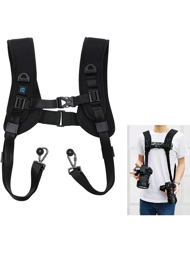 PULUZ Quick Release Double Shoulder Harness Soft Pad Decompression Foam Strap Belt for DSLR Digital Cameras  - Image 1