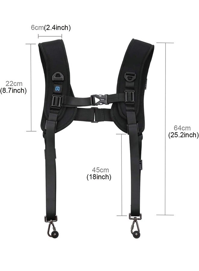 PULUZ Quick Release Double Shoulder Harness Soft Pad Decompression Foam Strap Belt for DSLR Digital Cameras  - Image 2