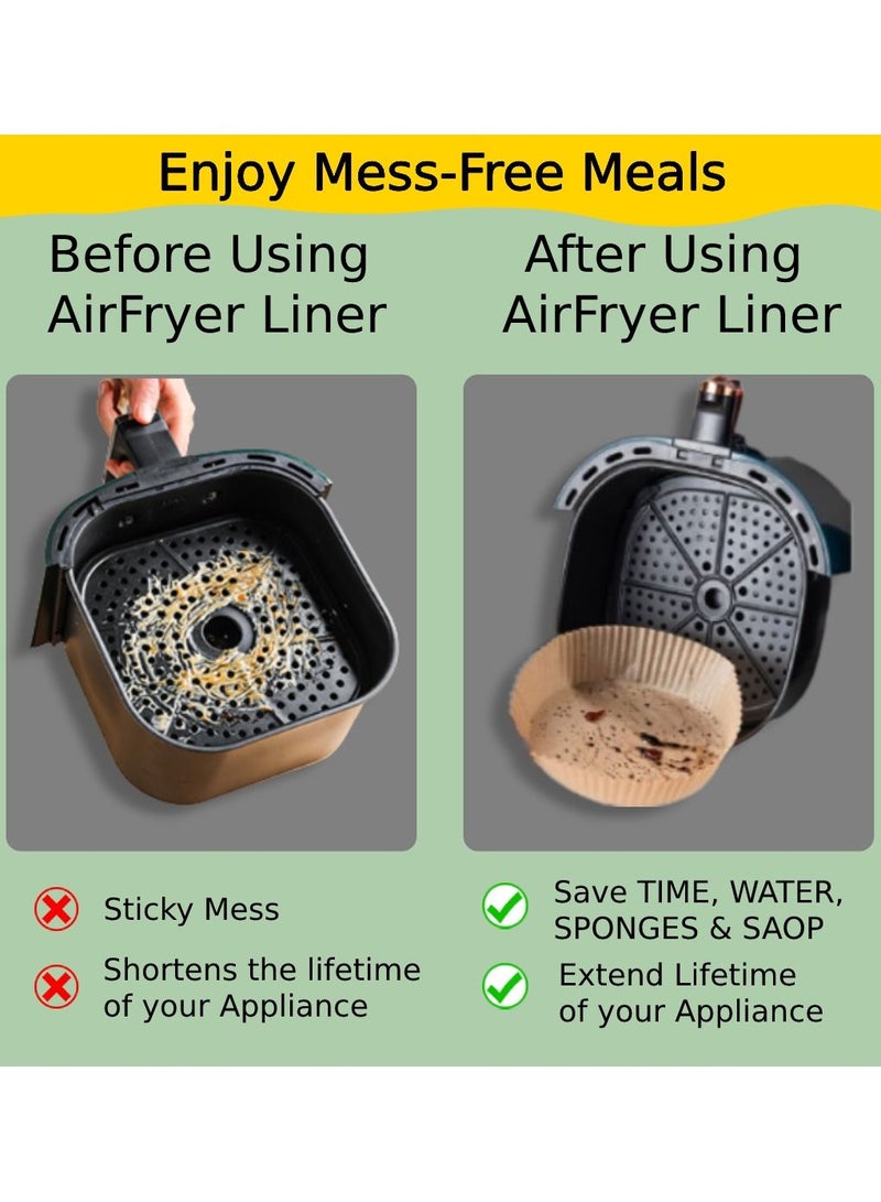 Urban Utility 130PCS 6.3in 16cm Square Air Fryer Parchment Liners + Bonus: Silicone Tongs & Disposable Tins! Non-Stick, Oil-Resistant & Food-Grade Baking. Perfect for 2.8-4.7L Fryers.Bake,Roast & Microwave. - Image 4