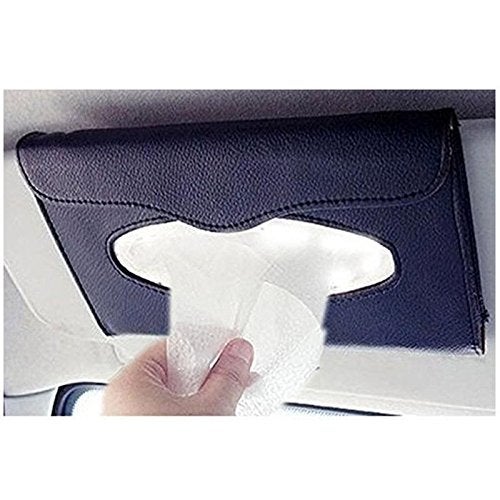 Ramanta Car Sun Visor Tissue Paper Box/Case/Pouch Interior Decoration Accessories Tissue Paper Holder for Car, (Pack of 1, Black) - Image 2