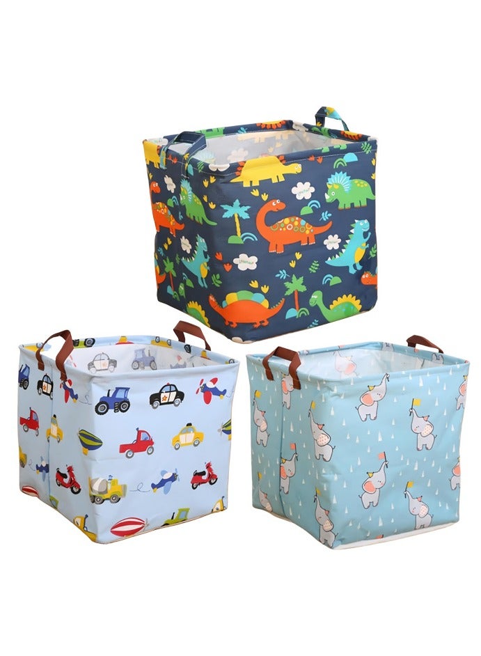 3pcs Foldable Closet Organizer with Handles Colorful Animal Waterproof Packing Cube Toy Box Storage Bin Basket for Drawer Shelf Laundry Bathroom Toilet Home Household Essentials - Image 1