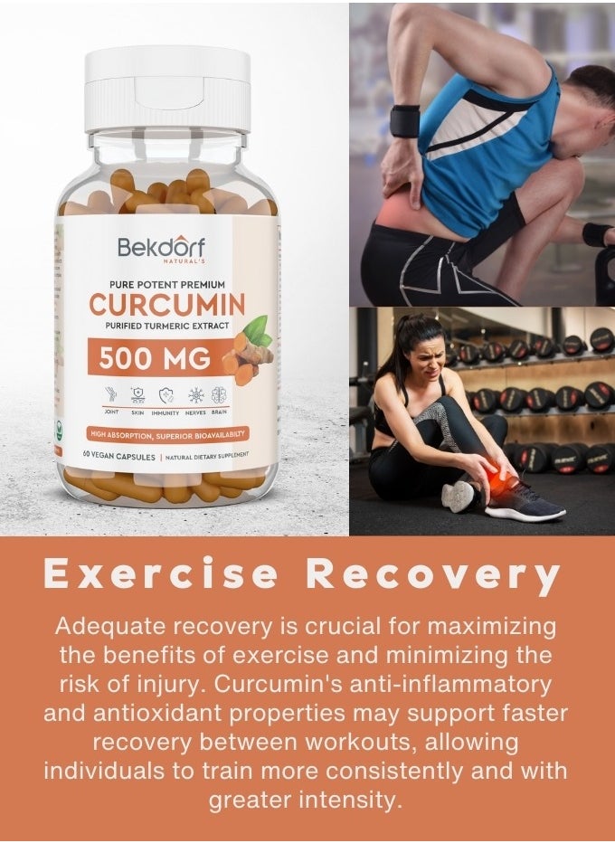 Bekdorf Curcumin- Pure Turmeric Extracts Superior Absorption, Ultra Premium Quality with 95% Curcuminoids for Healthy Inflammatory Response, Immunity, Liver & Joint Health - 60 Veg Caps  - Image 3