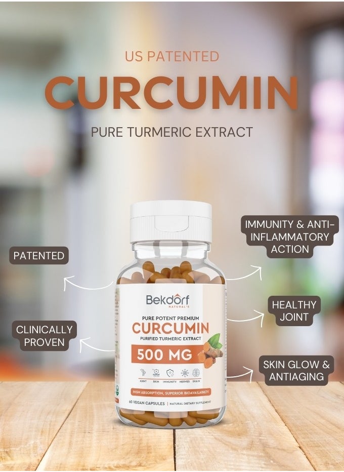 Bekdorf Curcumin- Pure Turmeric Extracts Superior Absorption, Ultra Premium Quality with 95% Curcuminoids for Healthy Inflammatory Response, Immunity, Liver & Joint Health - 60 Veg Caps  - Image 4