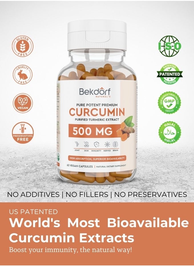 Bekdorf Curcumin- Pure Turmeric Extracts Superior Absorption, Ultra Premium Quality with 95% Curcuminoids for Healthy Inflammatory Response, Immunity, Liver & Joint Health - 60 Veg Caps  - Image 5