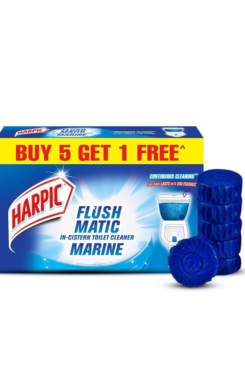 هاربيك مكعبات تنظيف المراحيض هاربيك فلشماتيك، برائحة بحرية - ٥٠ غرامًا (عبوة من ٦ قطع) | كرات تنظيف المرحاض - Image 1