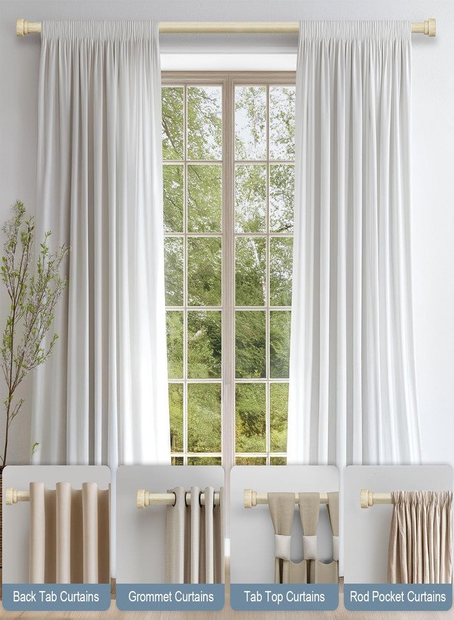 Lootkell White Oak Wood Grain Curtain Rods for Windows 48 to 84 Inches 1" Diameter Boho Decorative Heavy Duty Window Curtain Rod Adjustable with Solid Finials for Living Room Bedroom Kitchen Farmhouse Outdoor - Image 3