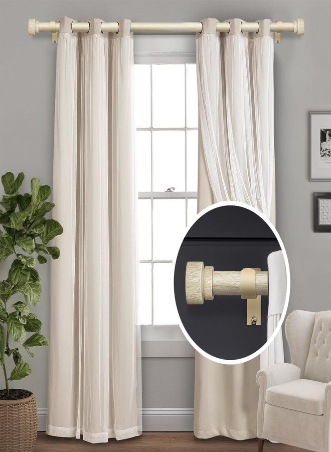 Lootkell White Oak Wood Grain Curtain Rods for Windows 48 to 84 Inches 1" Diameter Boho Decorative Heavy Duty Window Curtain Rod Adjustable with Solid Finials for Living Room Bedroom Kitchen Farmhouse Outdoor - Image 2