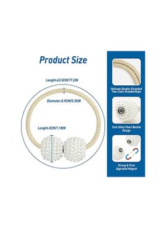 The Bros Magnetic Curtain Tiebacks, Convenient Drape Tie Backs, Pearl Decorative Rope Holdback Holder for Home Office Hotel, Window Drapery Deco, No-Install Drill Hook (4 Pcs, Beige)  - Image 5